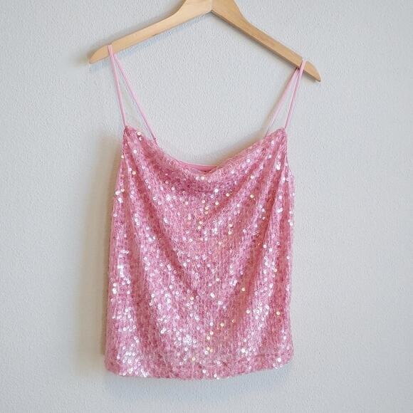 WAYF Megan Tank Sequin Cowl Neckline Sz M Date Night Party Festival Y2K Fairy - Picture 1 of 10
